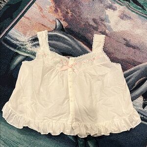 vintage-style white babydoll nightgown or bed jacket.